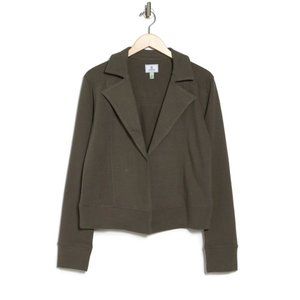 SUSINA Textured Knit Moto Jacket In Grey Beluga - Green Grey - NWT